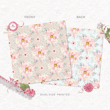 Pastel Paper Pattern Pack of 24 Sheet Flowers Stripes Pink photo 21