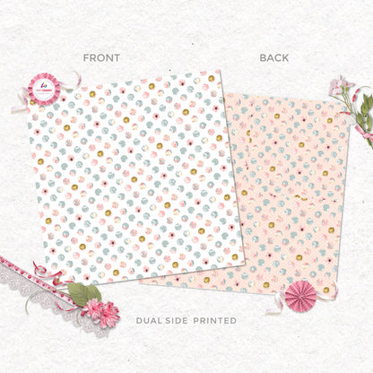 Pastel Paper Pattern Pack of 24 Sheet Flowers Stripes Pink photo 13