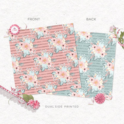 Pastel Paper Pattern Pack of 24 Sheet Flowers Stripes Pink photo 25
