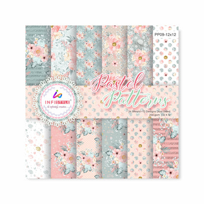 Pastel Paper Pattern Pack of 24 Sheet Flowers Stripes Pink photo 12