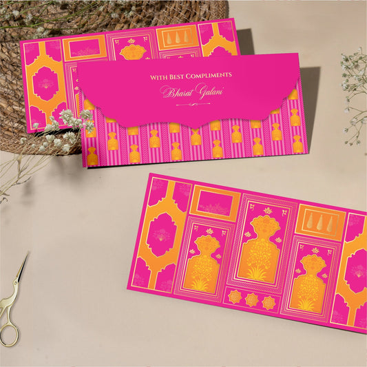 Navy-Pink & Gold Foil Motif Luxury Money Gift Envelope