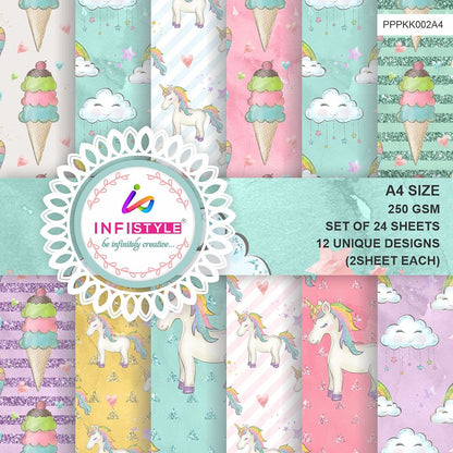 Unicorn Design Paper Sheets 250 GSM front view