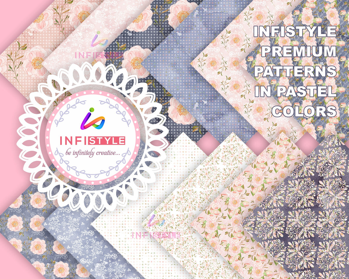 Pastel Pattern Paper 250 GSM Pack of 24 Vintage Florals photo 12