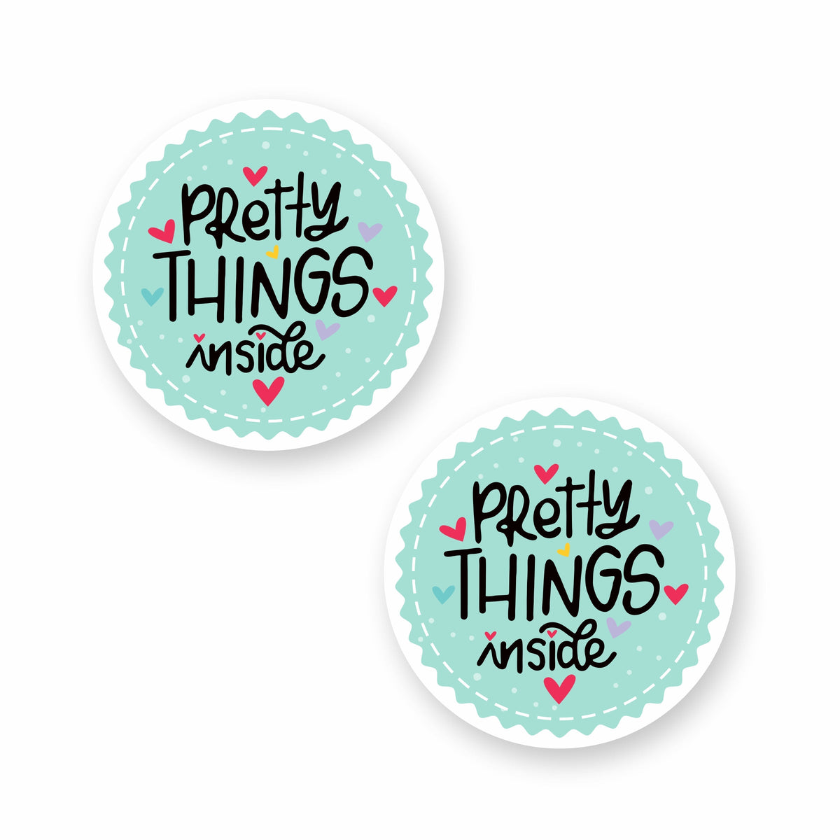 Pretty Things Inside Round Sticker Labels Stickers Label Sky Blue