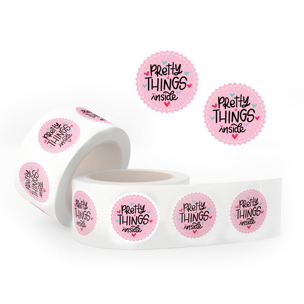 Pretty Things Inside Round Sticker Labels front view