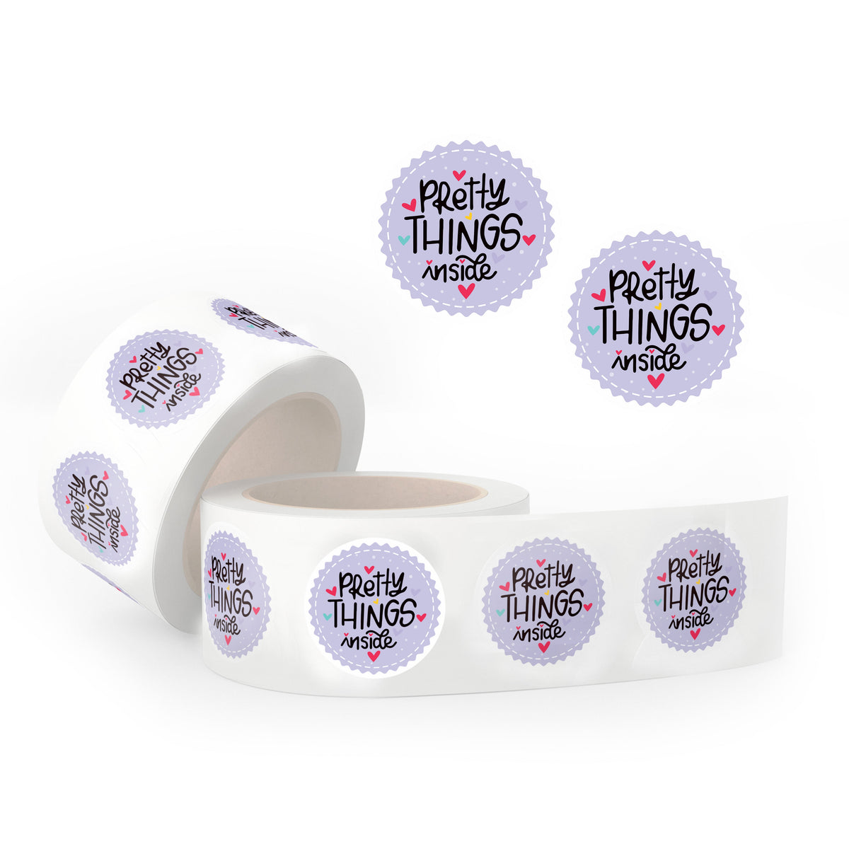 Pretty Things Inside Stickers Round Label front view