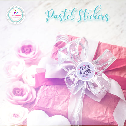 Pretty Things Inside Stickers Round Label size and dimensions