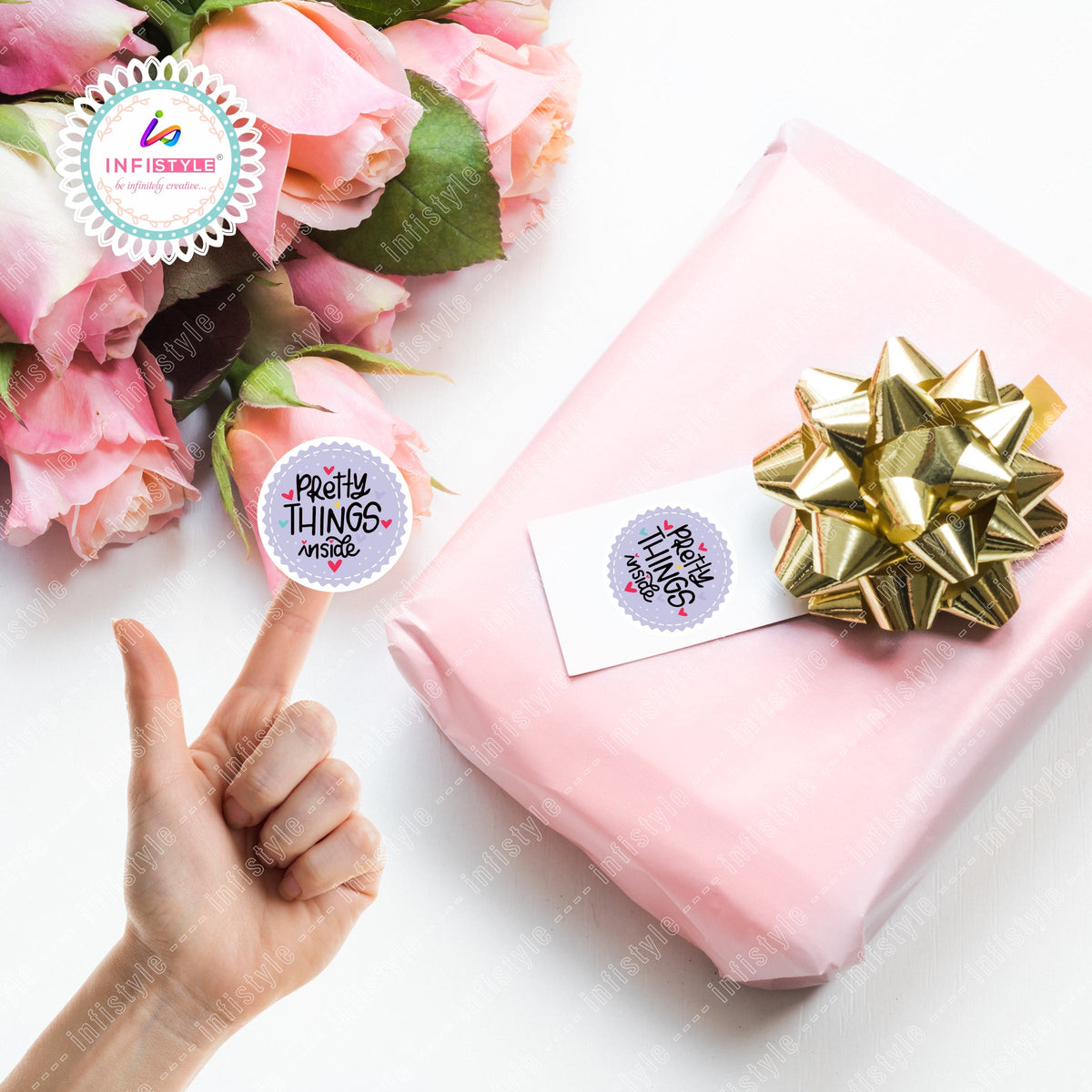 Pretty Things Inside Stickers Round Label packaging