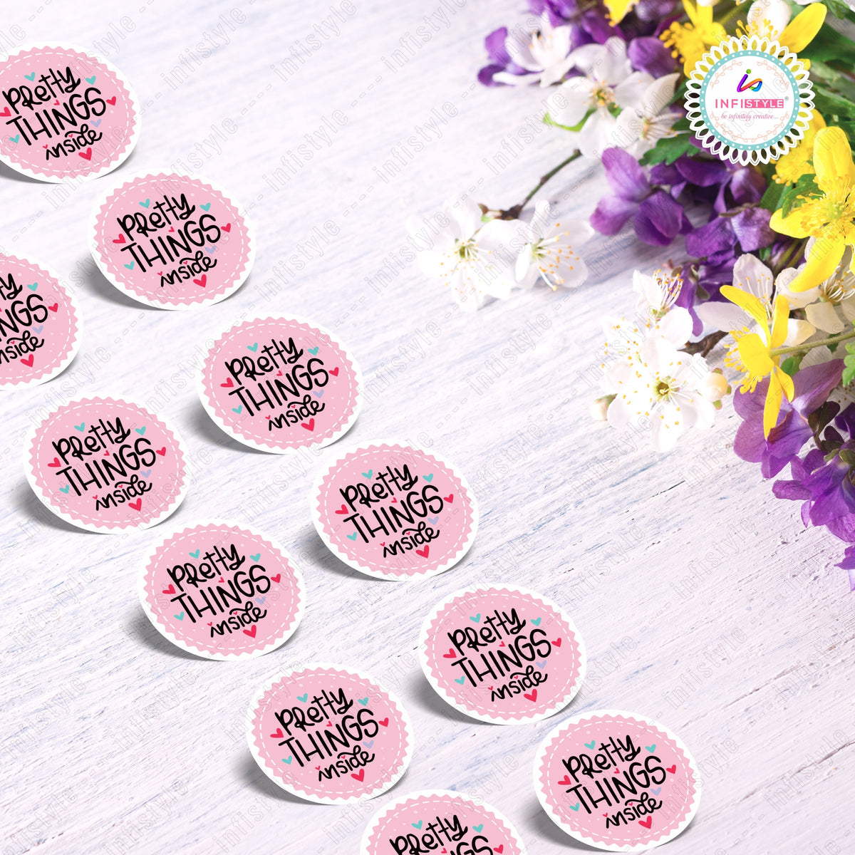 Pretty Things Inside Round Sticker Labels gift presentation