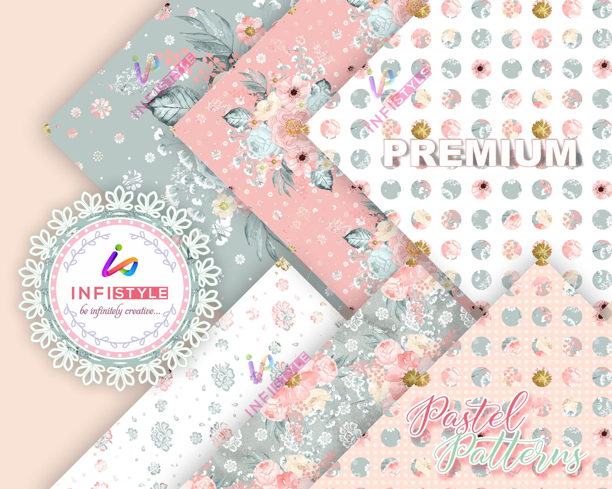 Pastel Paper Pattern Pack of 24 Sheet Flowers Stripes Pink gift presentation