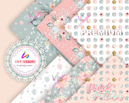 Pastel Paper Pattern Pack of 24 Sheet Flowers Stripes Pink gift presentation