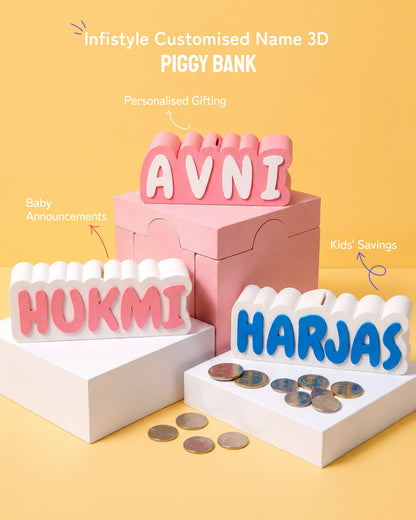 Personalised Name Piggy Bank | Custom 3D Printed Money Box for Kids & Gifting