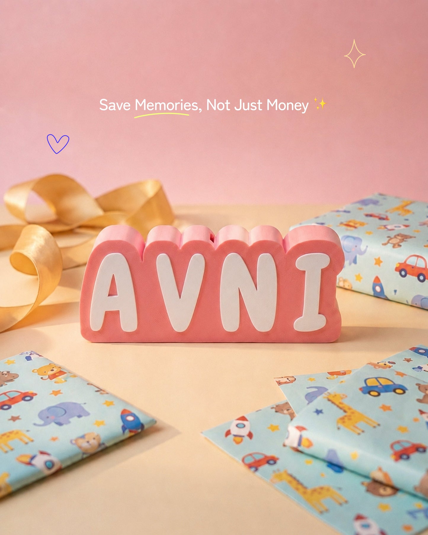 Personalised Name Piggy Bank | Custom 3D Printed Money Box for Kids & Gifting