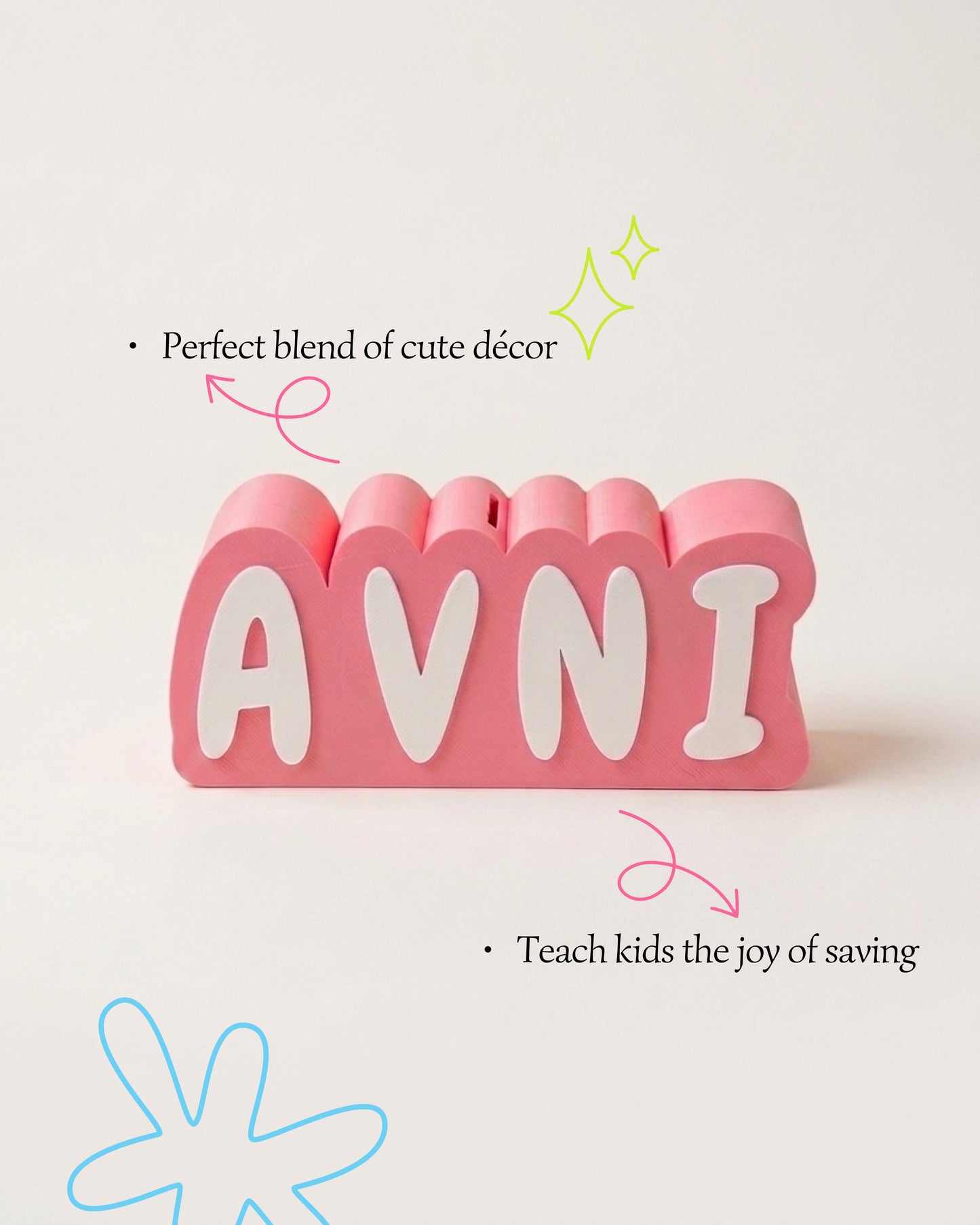 Personalised Name Piggy Bank | Custom 3D Printed Money Box for Kids & Gifting