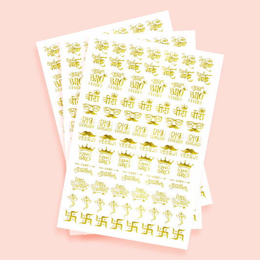 Golden Embossed Rakhi Resin Stickers