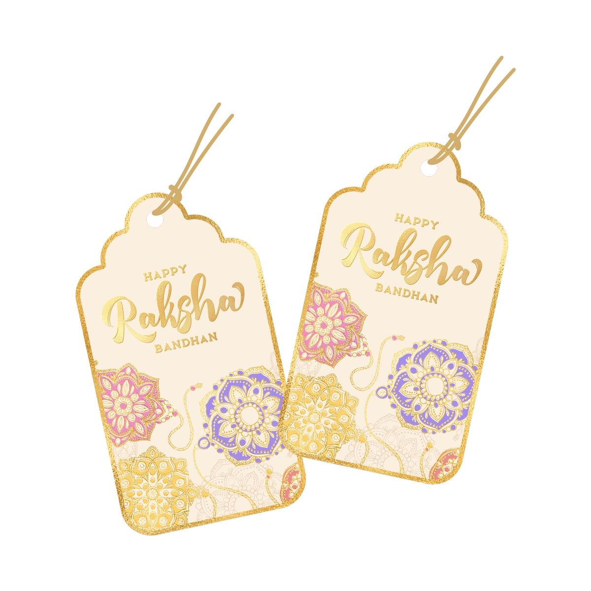 Happy Raksha Bandhan Tags | Custom Rakhi Gold Foil Gift Tags for Brothers & Sisters Hampers