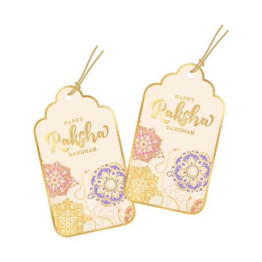 Happy Raksha Bandhan Tags | Custom Rakhi Gold Foil Gift Tags for Brothers & Sisters Hampers