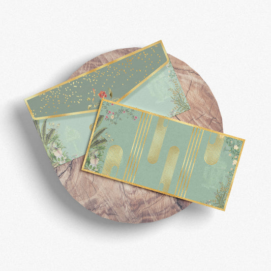 Sage Green Gold Foil Shagun Envelope