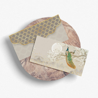 Gold Foil Peacock Shagun Envelope