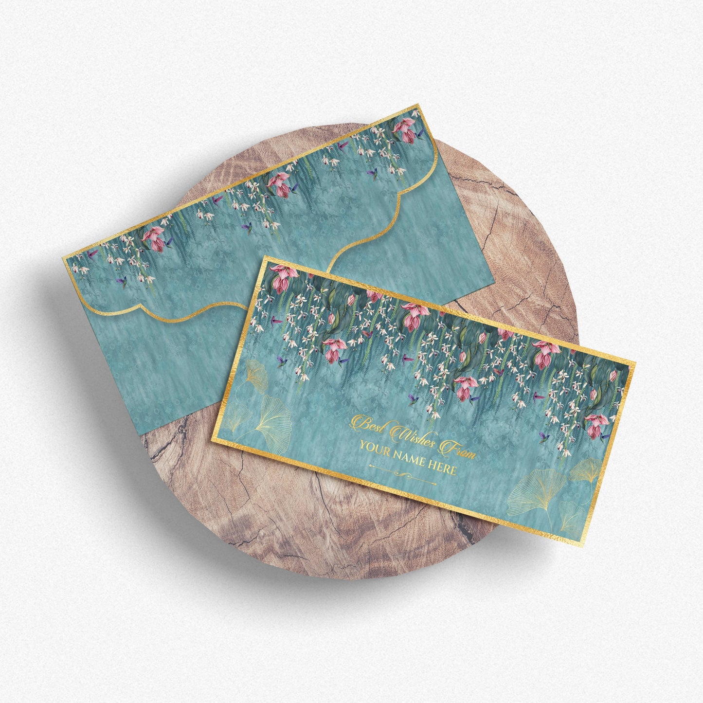 Teal Floral Best Wishes Shagun Envelope