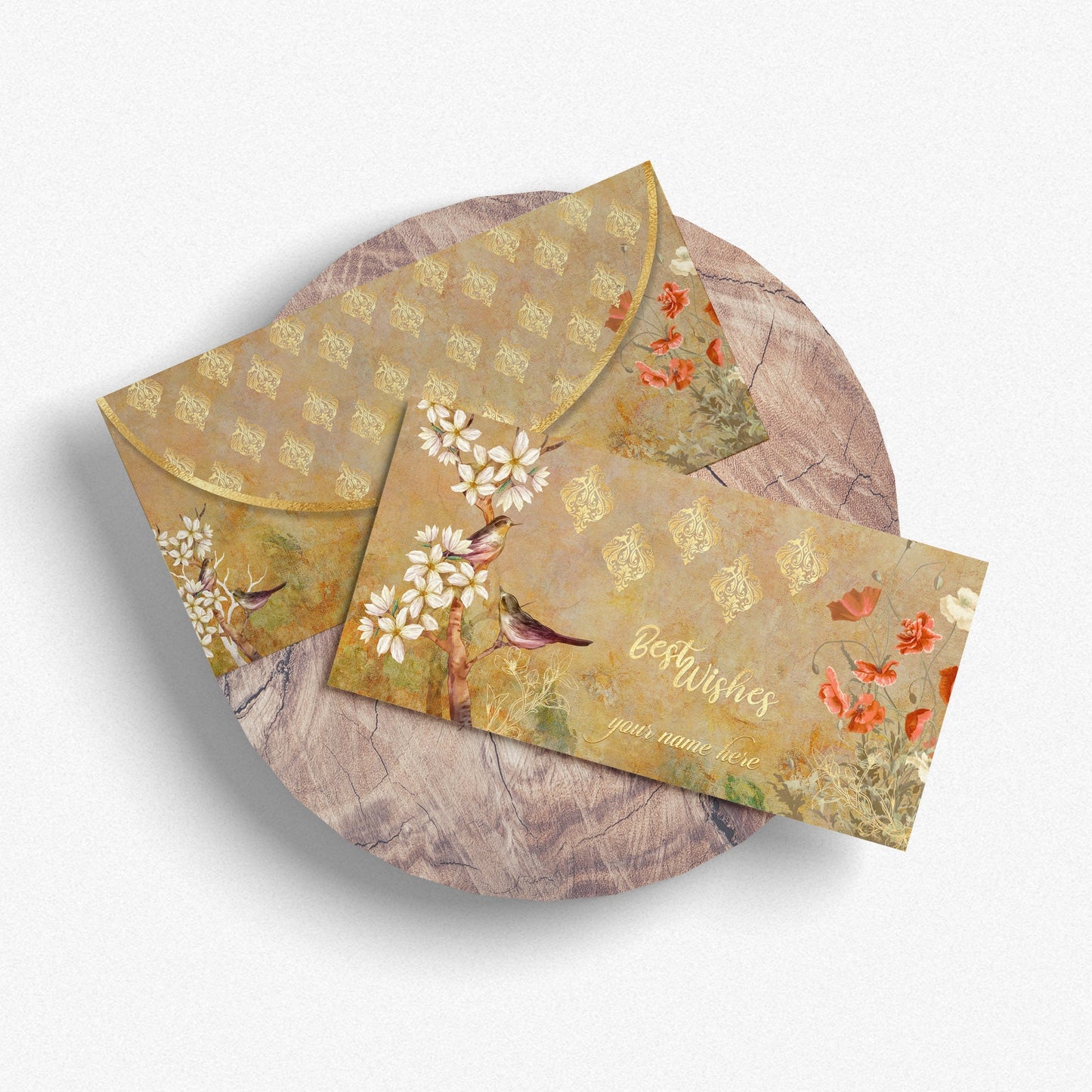 Golden Floral Shagun Envelope