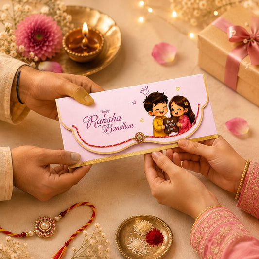 Personalized Rakhi Envelope with Name |  Rakshabandhan Money Envelope for Brother