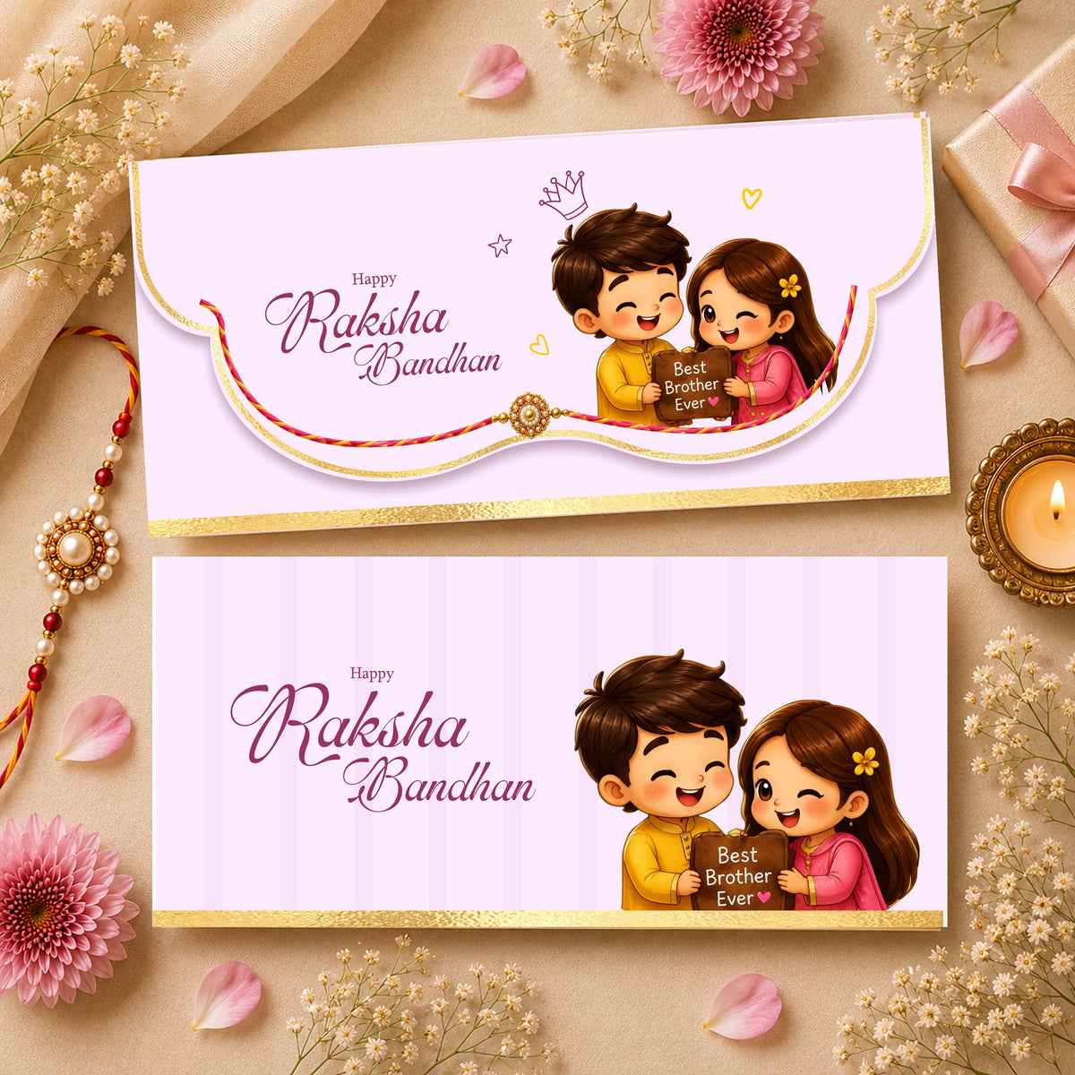 Personalized Rakhi Envelope with Name Rakshabandhan Money Envelope for Brother detail view