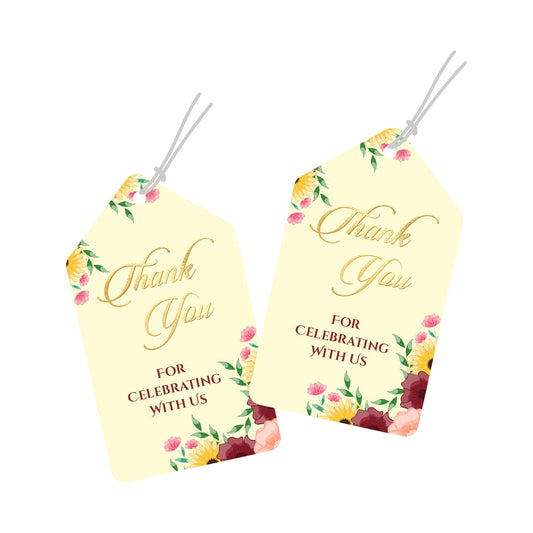 Thank You For Celebrating With Us Foil Tags Gold Faint Pink