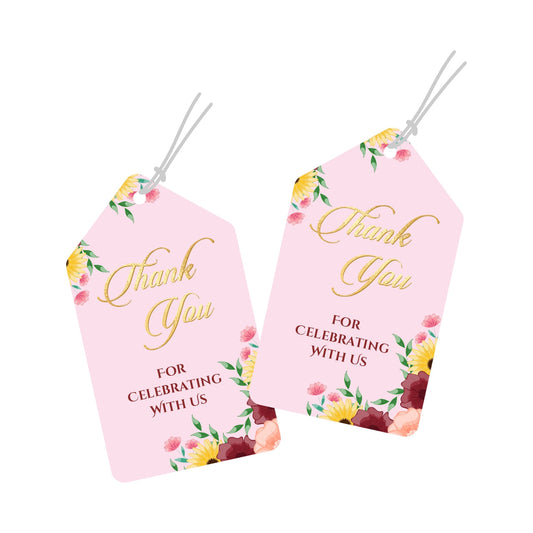 Thank You For Celebrating With Us Foil Tags Floral Blossom Pink