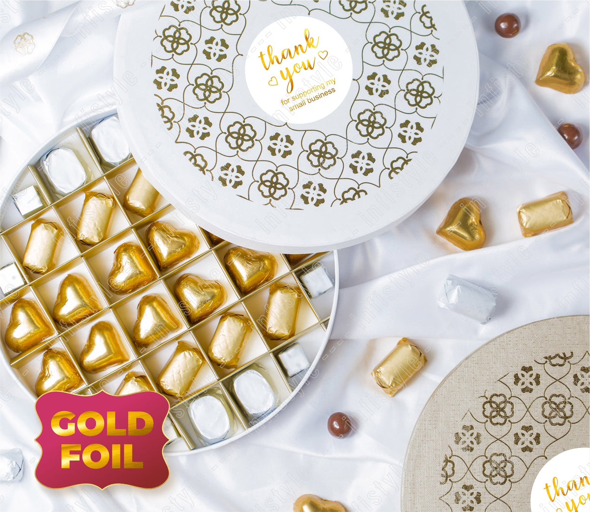 Thank You Stickers Gold Foil Small Business front view