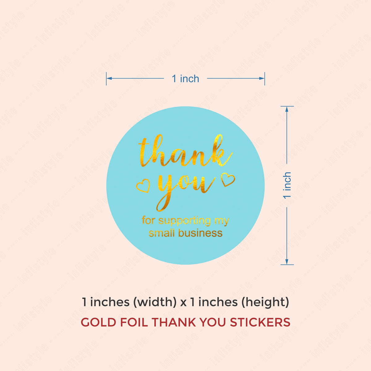 Gold Foil 1x1 inch Thank You Stickers packaging