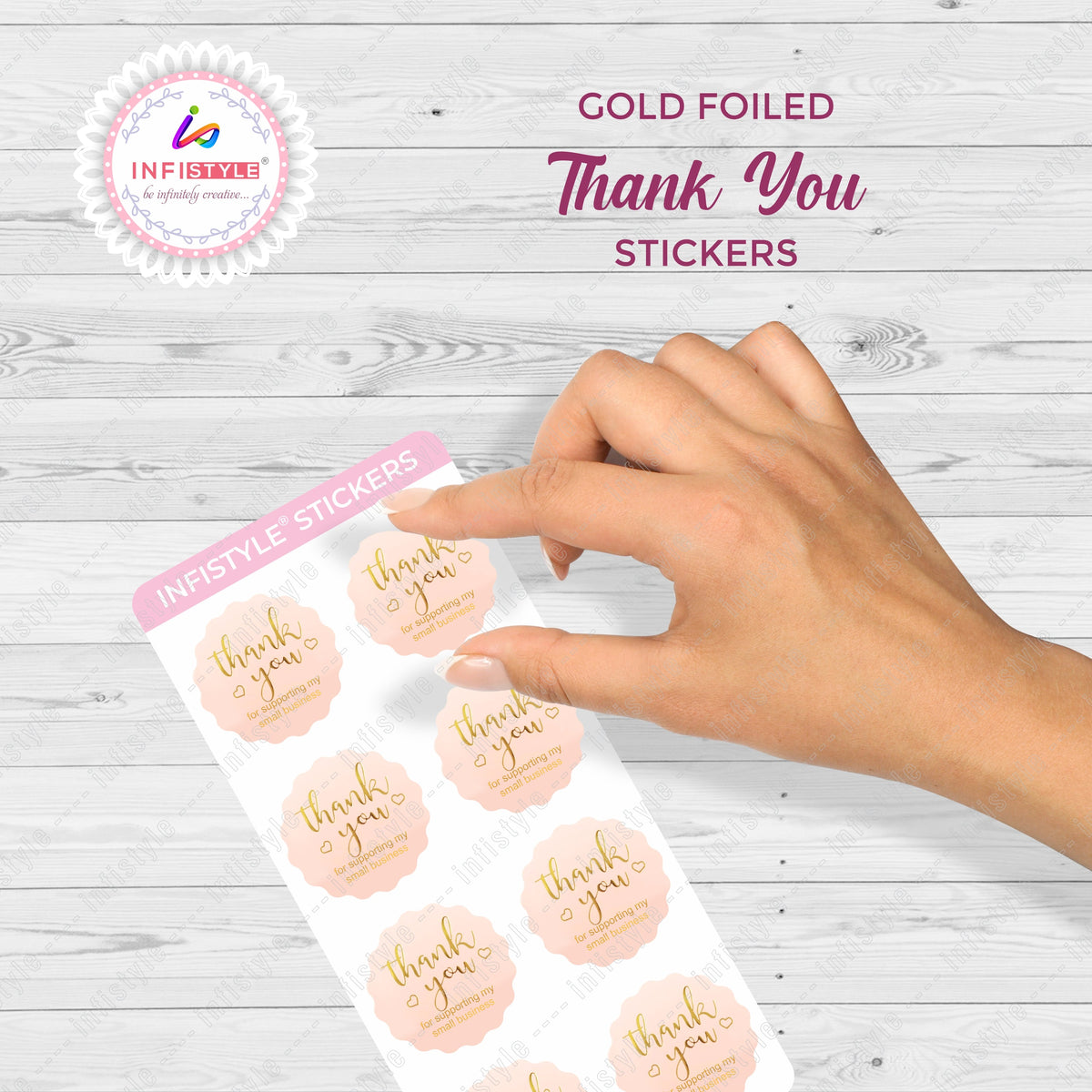 Gold Foil Thank You Stickers Small Business size and dimensions
