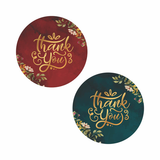 Thank You Stickers Thank You Labels Gold Elegance Red Blue