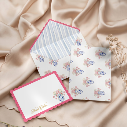 Chinoiserie Bloom Textured Notecards with Envelopes