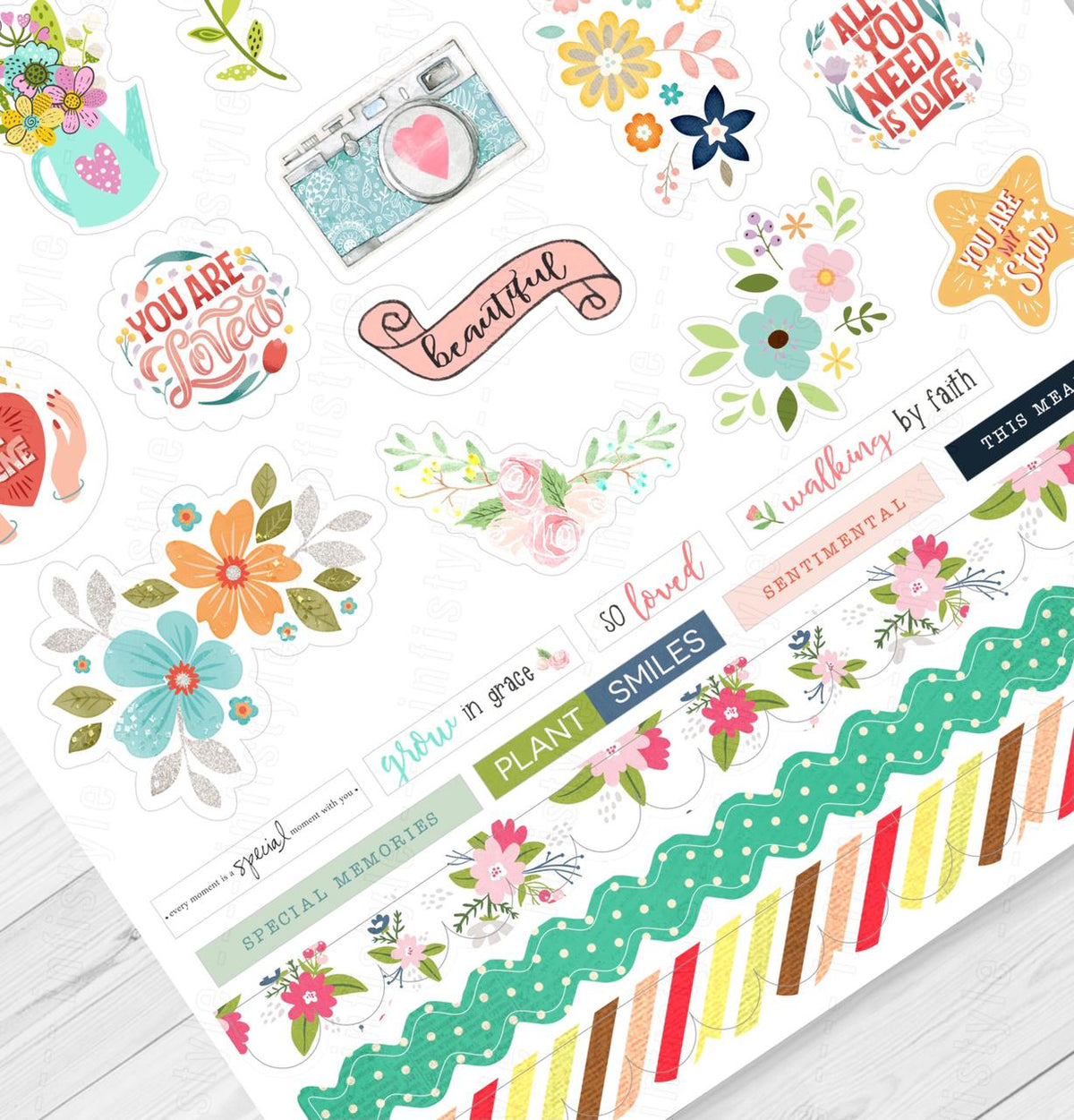 Floral Craft Paper 250 GSM 24 Sheets front view