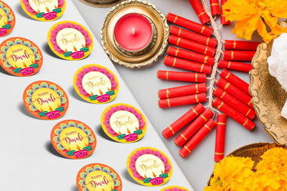Happy Diwali Stickers for Gifts design close-up