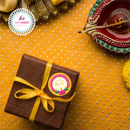 Happy Diwali Stickers for Gifts styled flat lay