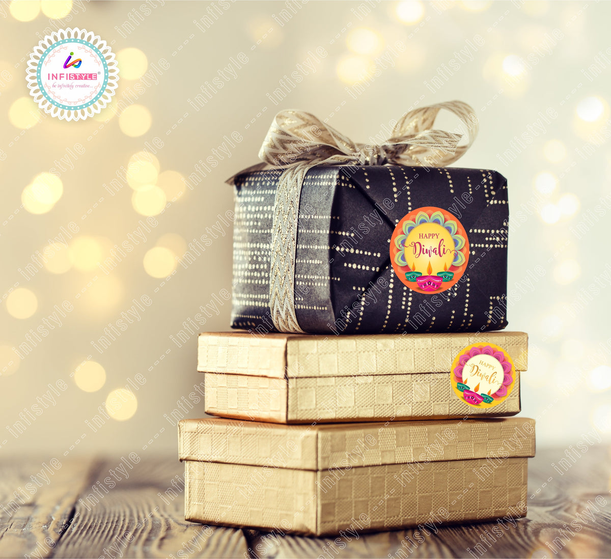 Happy Diwali Stickers for Gifts size and dimensions