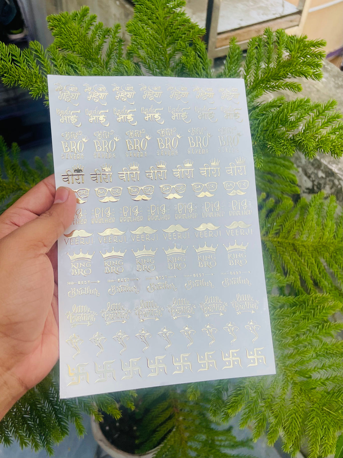 Golden Embossed Rakhi Resin Stickers size and dimensions