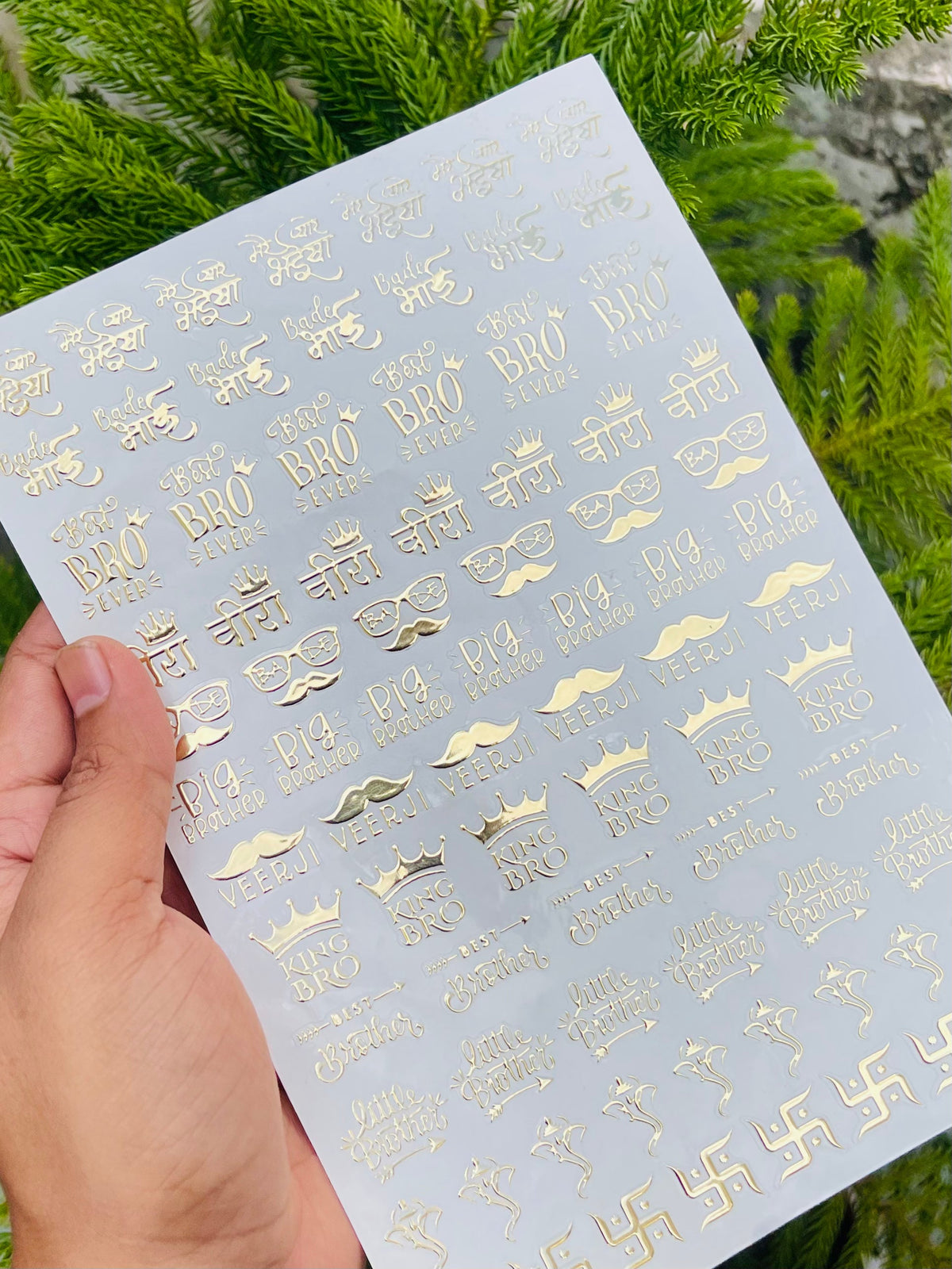 Golden Embossed Rakhi Resin Stickers detail view