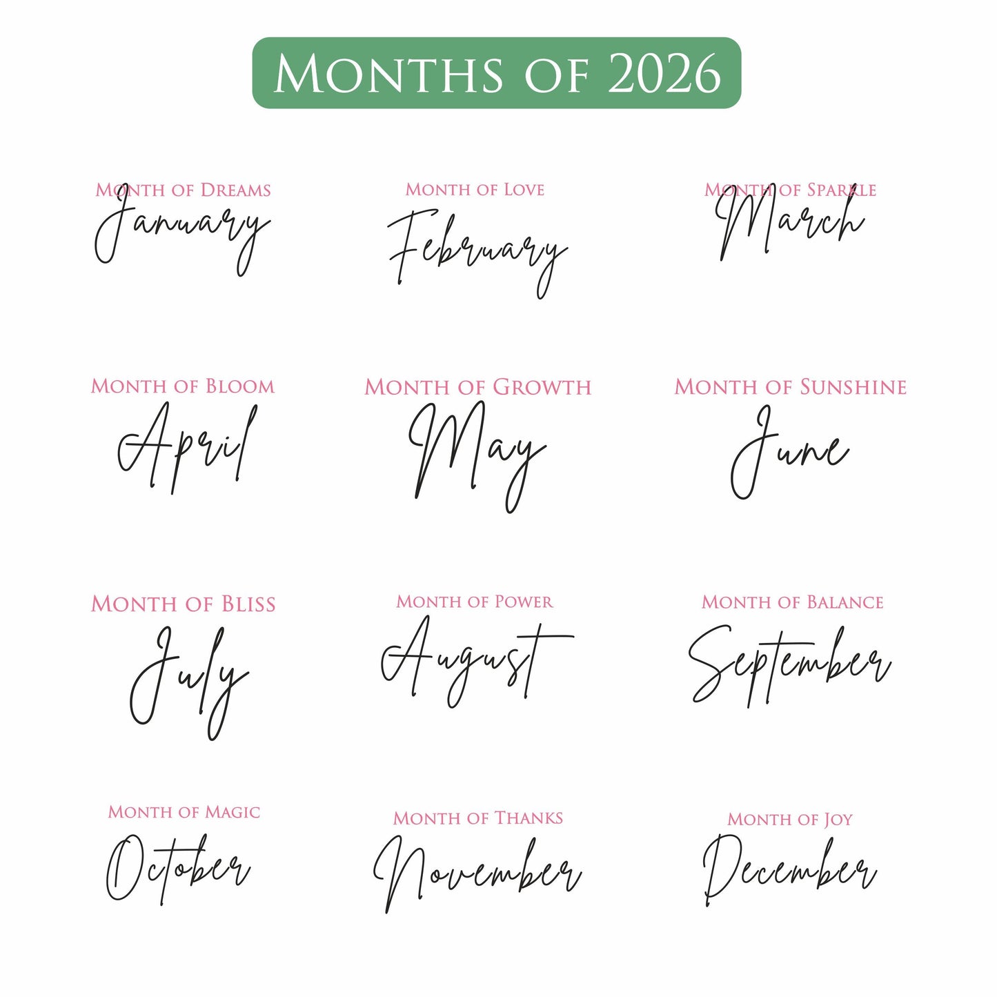 Customized 2026 Calendar for Desk – Floral Vase & Wooden Stand