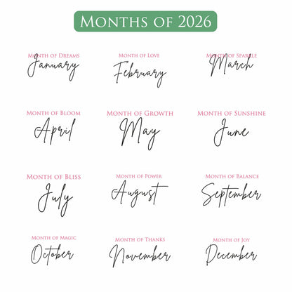 Customized 2026 Calendar for Desk – Floral Vase & Wooden Stand