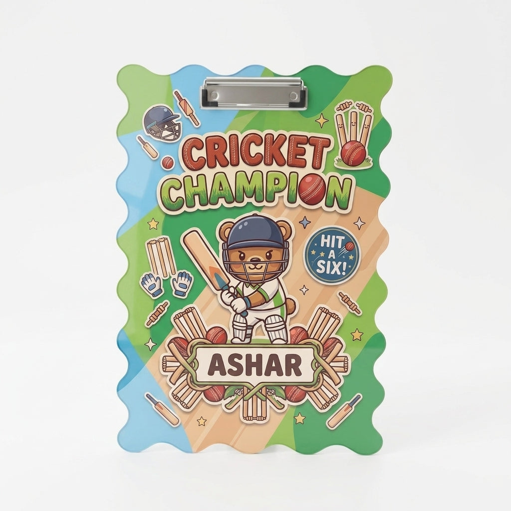Customized Acrylic Examboard with Name | Personalized Name Examboard Cricket Theme