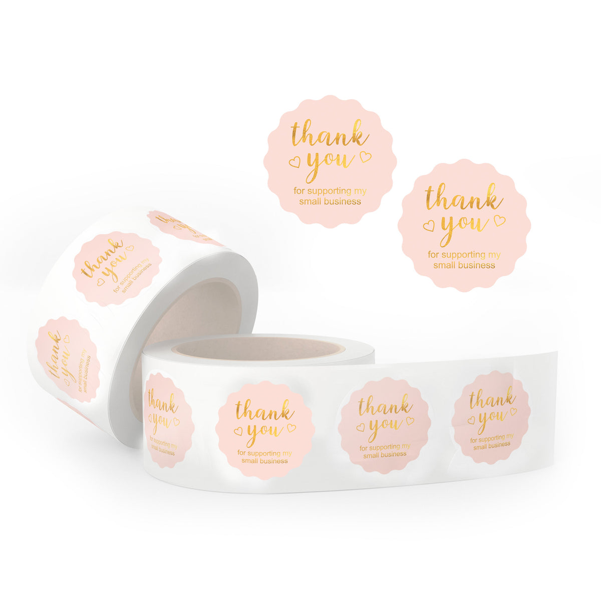 Gold Foil Thank You Stickers Small Business front view