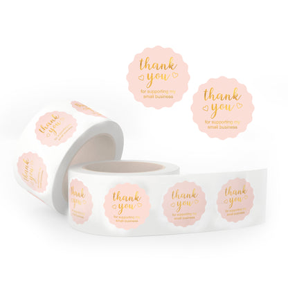 Gold Foil Thank You Stickers Small Business front view